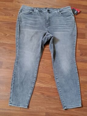 Kut from the Kloth High-Rise Fab Ab Ankle Skinny Jeans Gray Size 24W NWT